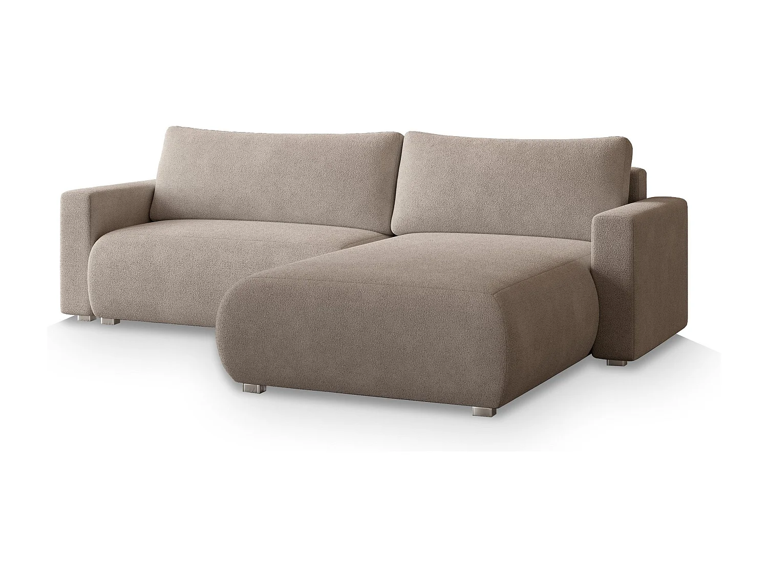 Canapé d'angle TURIN Beige en bouclé avec fonction de couchage