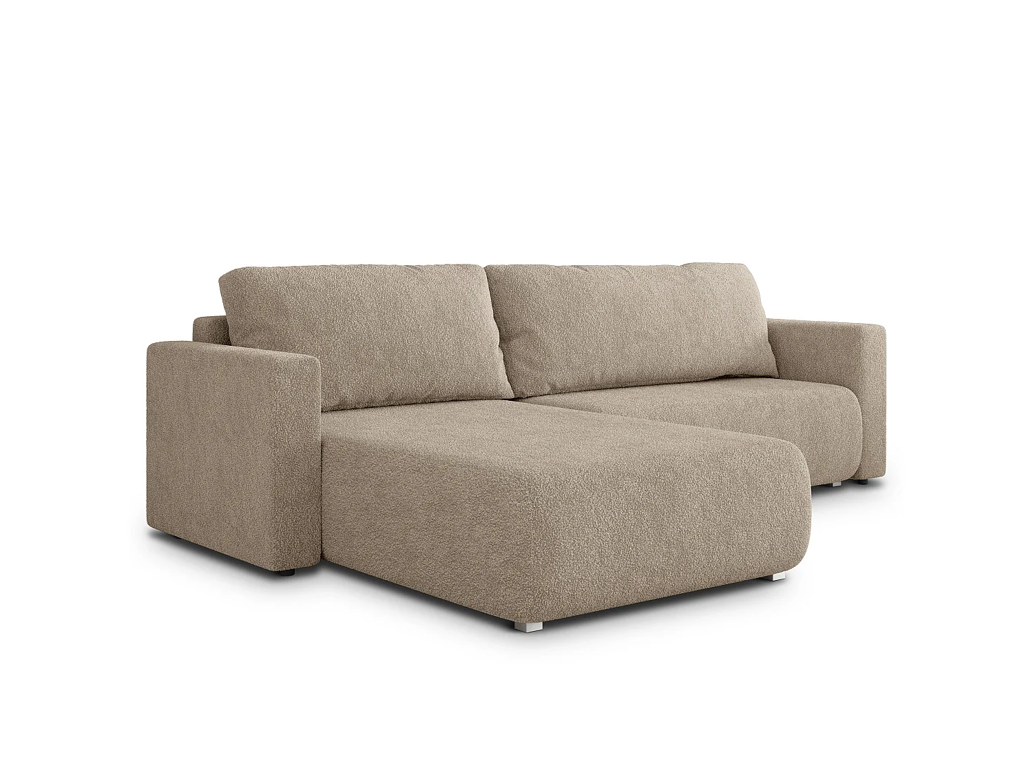 Canapé d'angle convertible 3 places en tissu beige TURIN