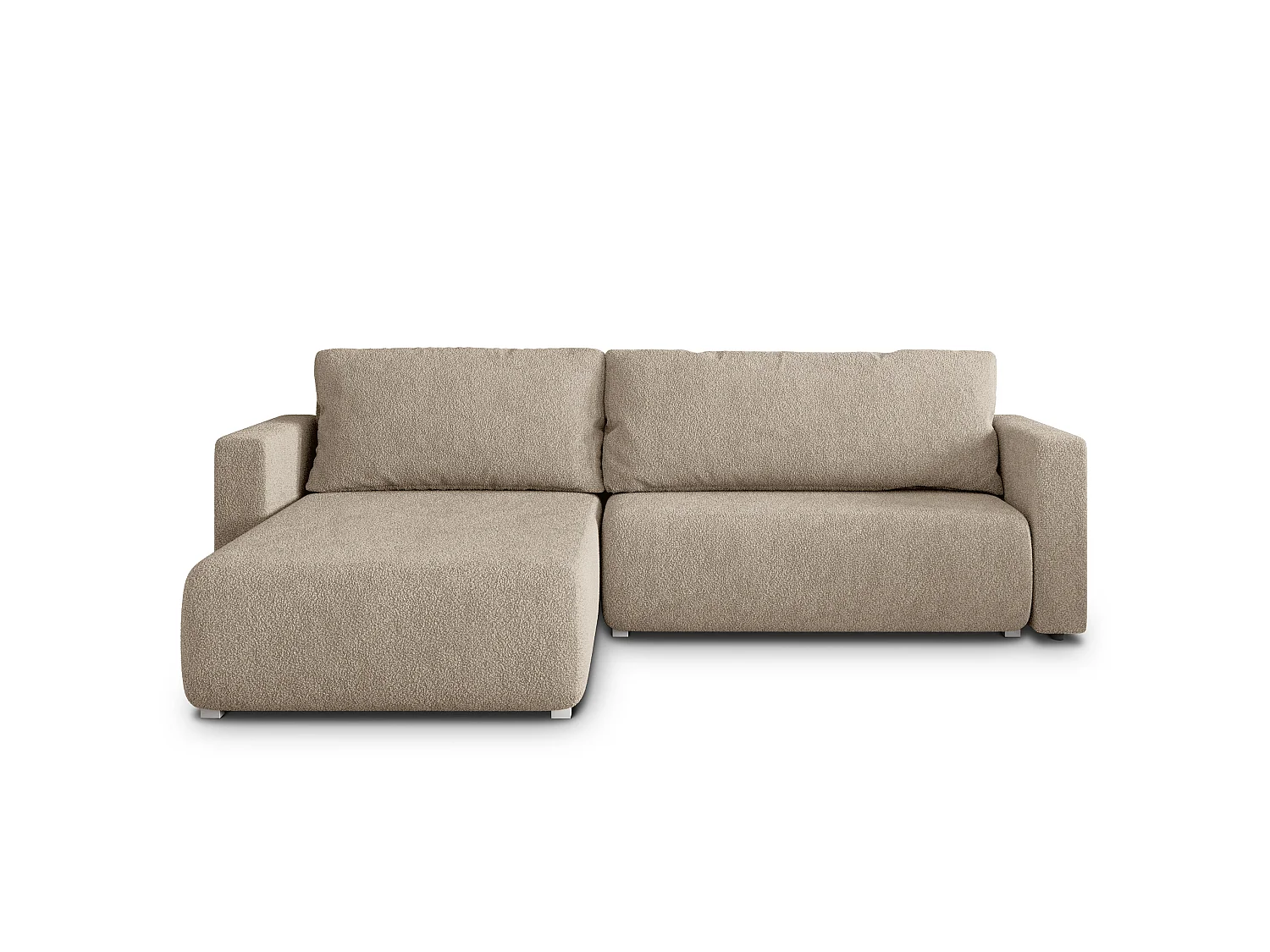 Canapé d'angle convertible 3 places en tissu beige TURIN