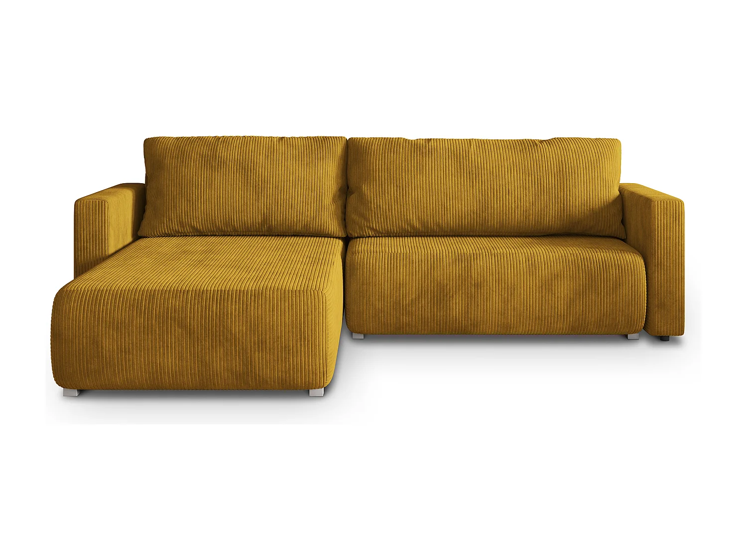 Canapé d'angle TURIN Jaune en velours côtelé avec fonction de couchage