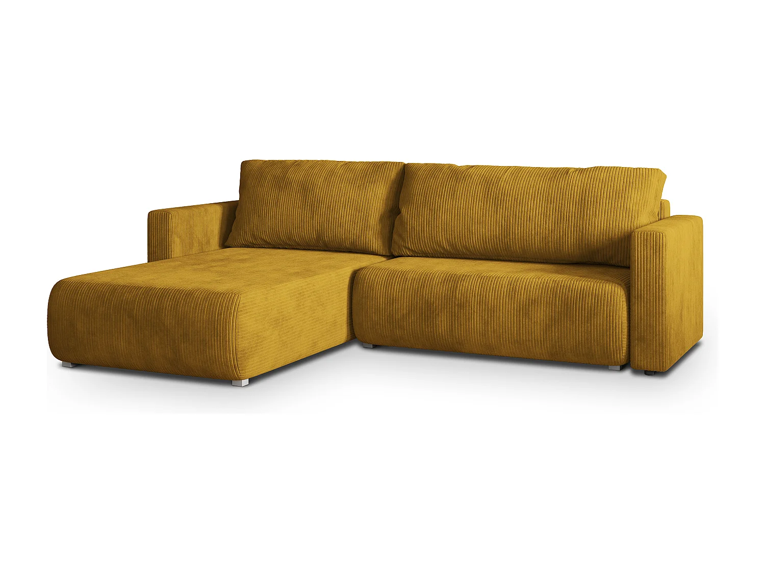 Canapé d'angle TURIN Jaune en velours côtelé avec fonction de couchage