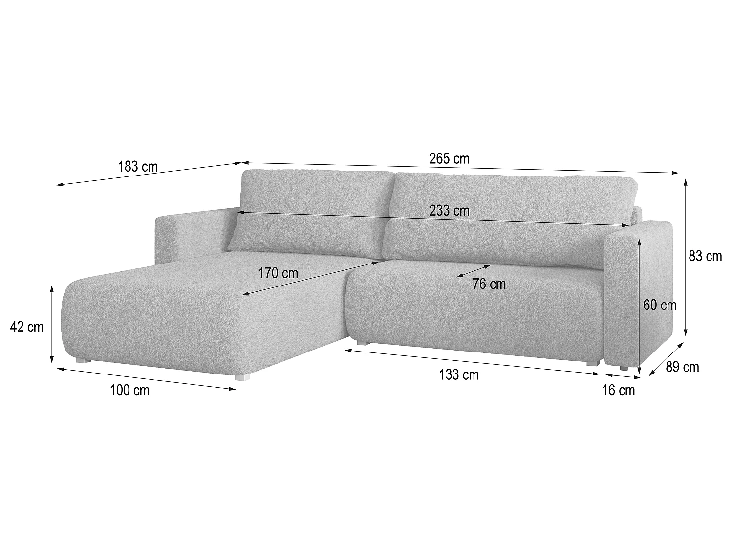 Canapé d'angle convertible 3 places en tissu vert TURIN
