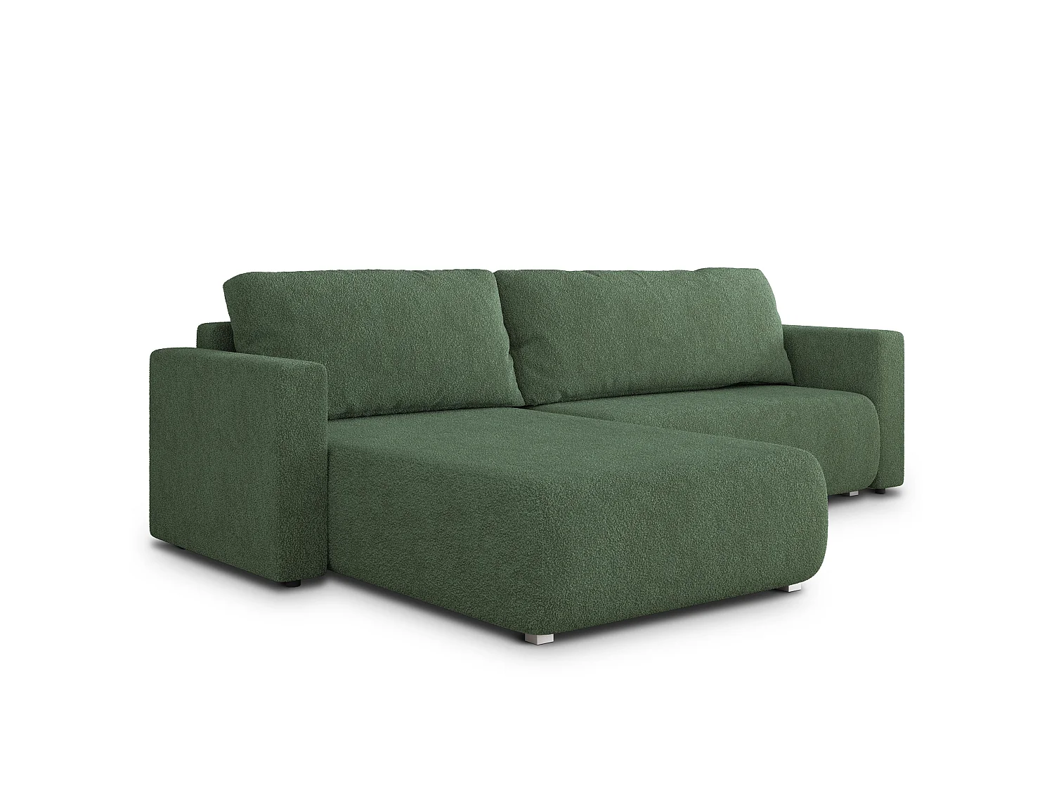 Canapé d'angle convertible 3 places en tissu vert TURIN