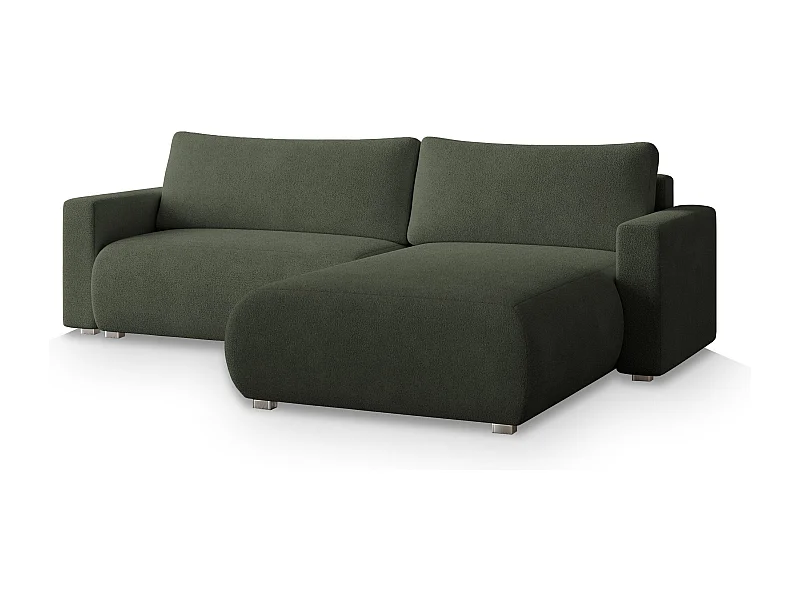 Canapé d'angle TURIN Vert en bouclé avec fonction de couchage