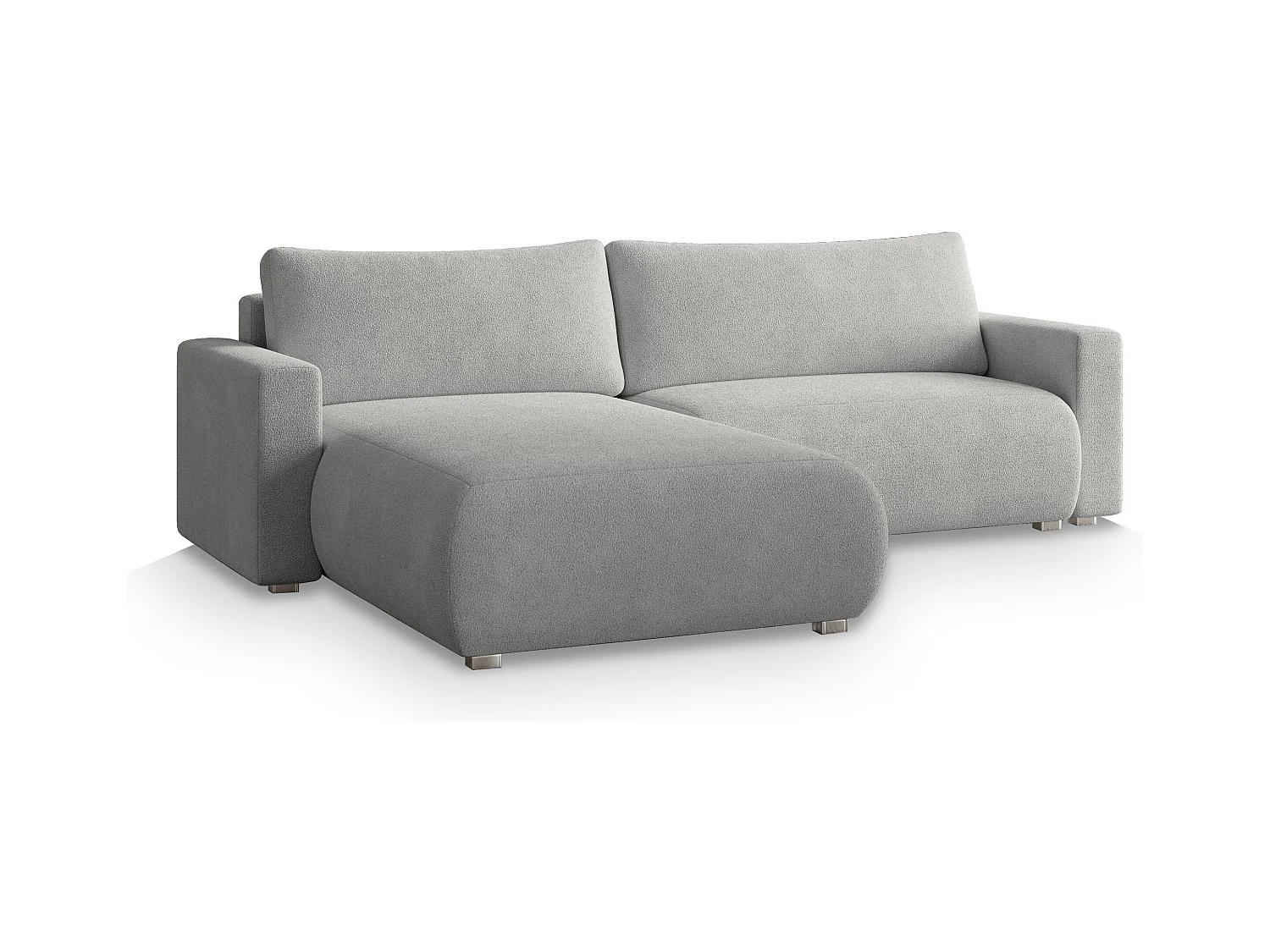 Canapé d'angle TURIN Gris clair en bouclé avec fonction de couchage