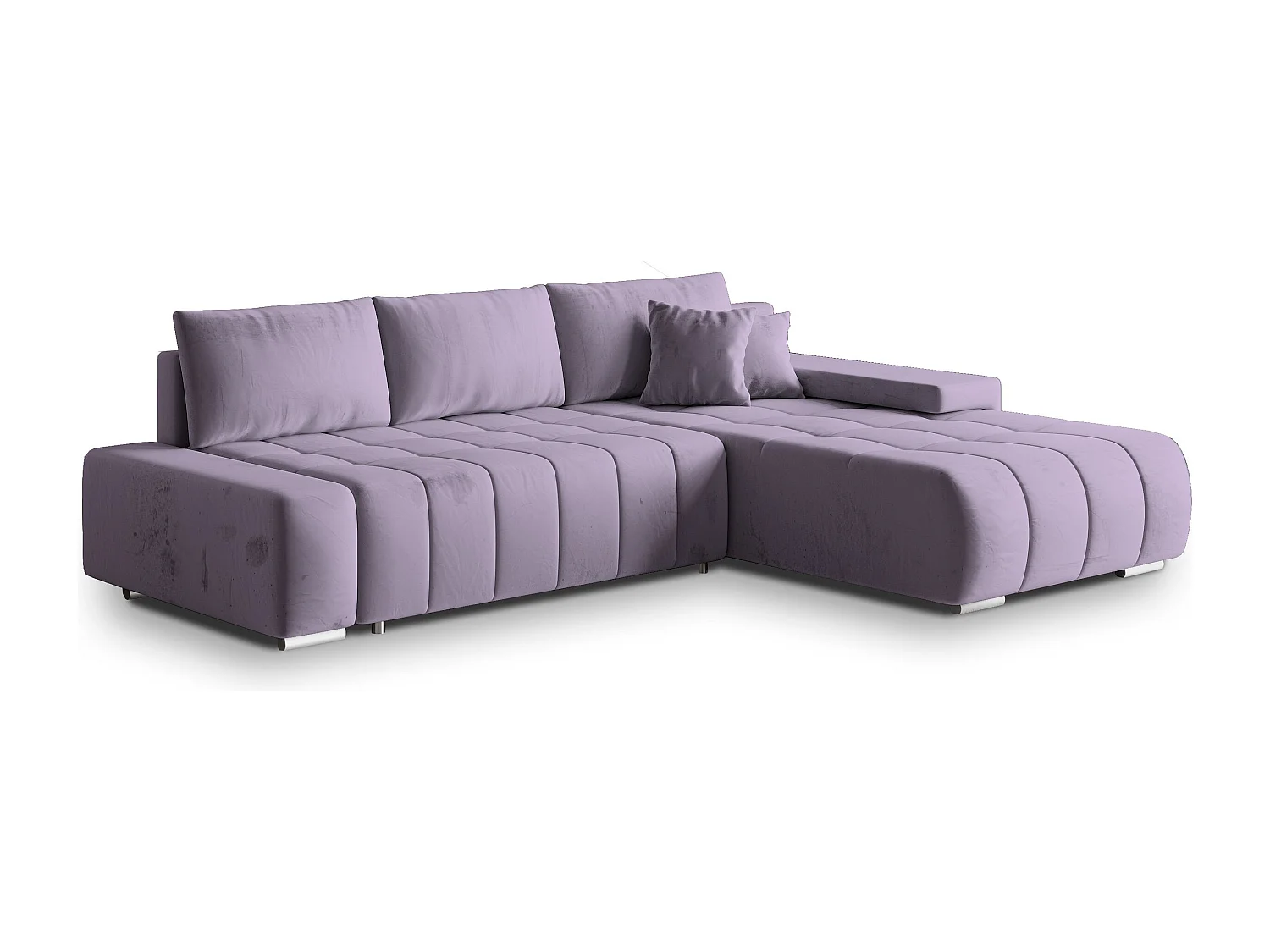 Canapé d'angle ALESE Parme en velours avec fonction de couchage