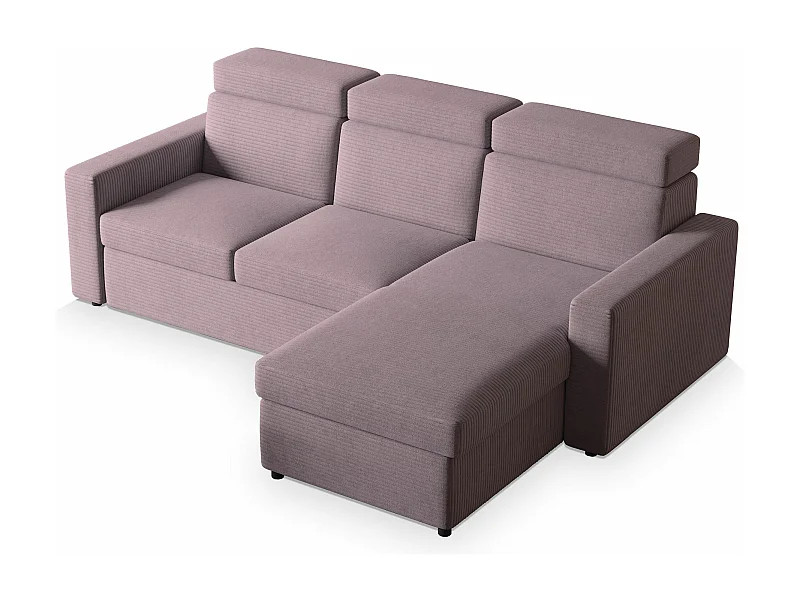 Canapé d'angle PADWA Parme en velours côtelé avec fonction de couchage