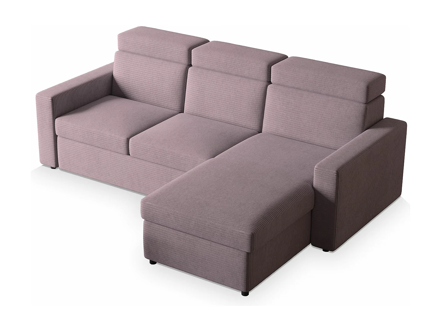 Canapé d'angle PADWA Parme en velours côtelé avec fonction de couchage