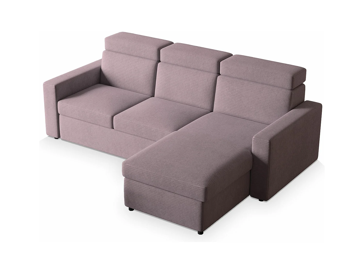 ECKSOFA PADWA Lila Kordstoff mit Schlaffunktion