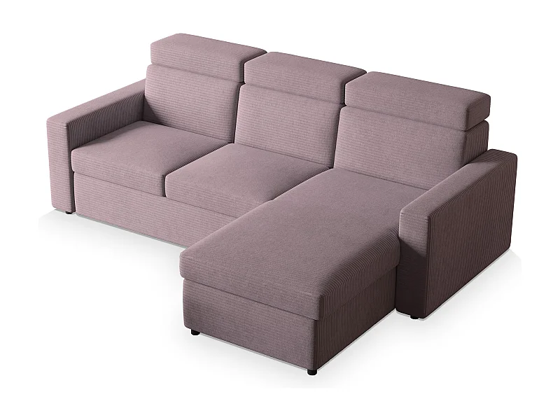 Canapé d'angle PADWA Parme en velours côtelé avec fonction de couchage