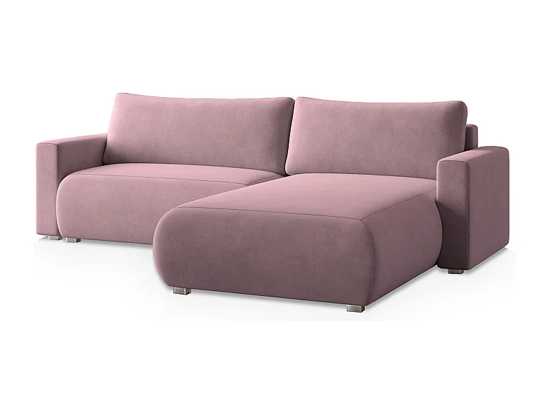 Canapé d'angle TURIN Parme en velours avec fonction de couchage