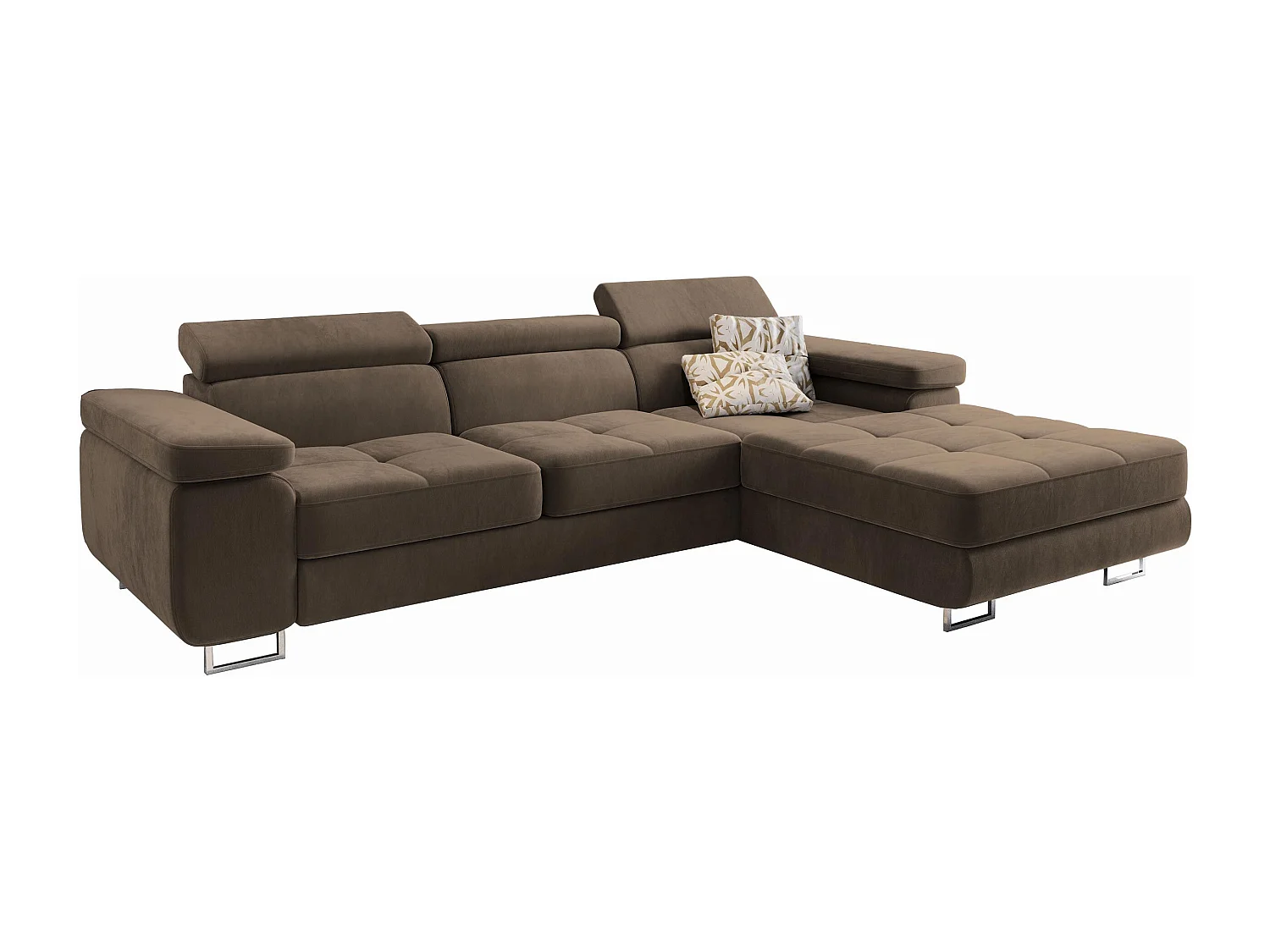 ECKSOFA ELMA R-S Beige Velours-Stoff mit Schlaffunktion