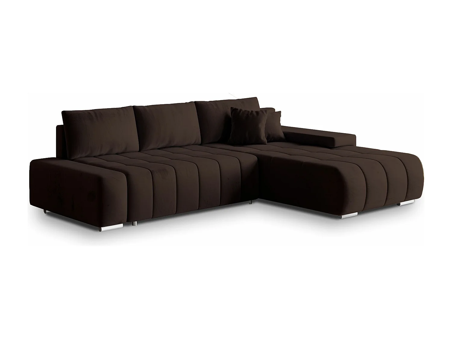 Canapé d'angle ALESE Marron en velours avec fonction de couchage