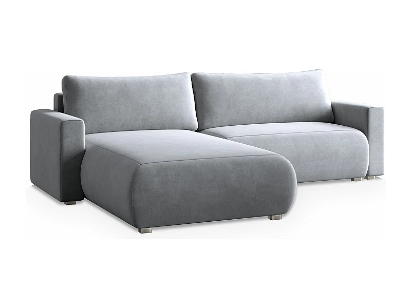 Canapé d'angle TURIN Gris clair en velours avec fonction de couchage