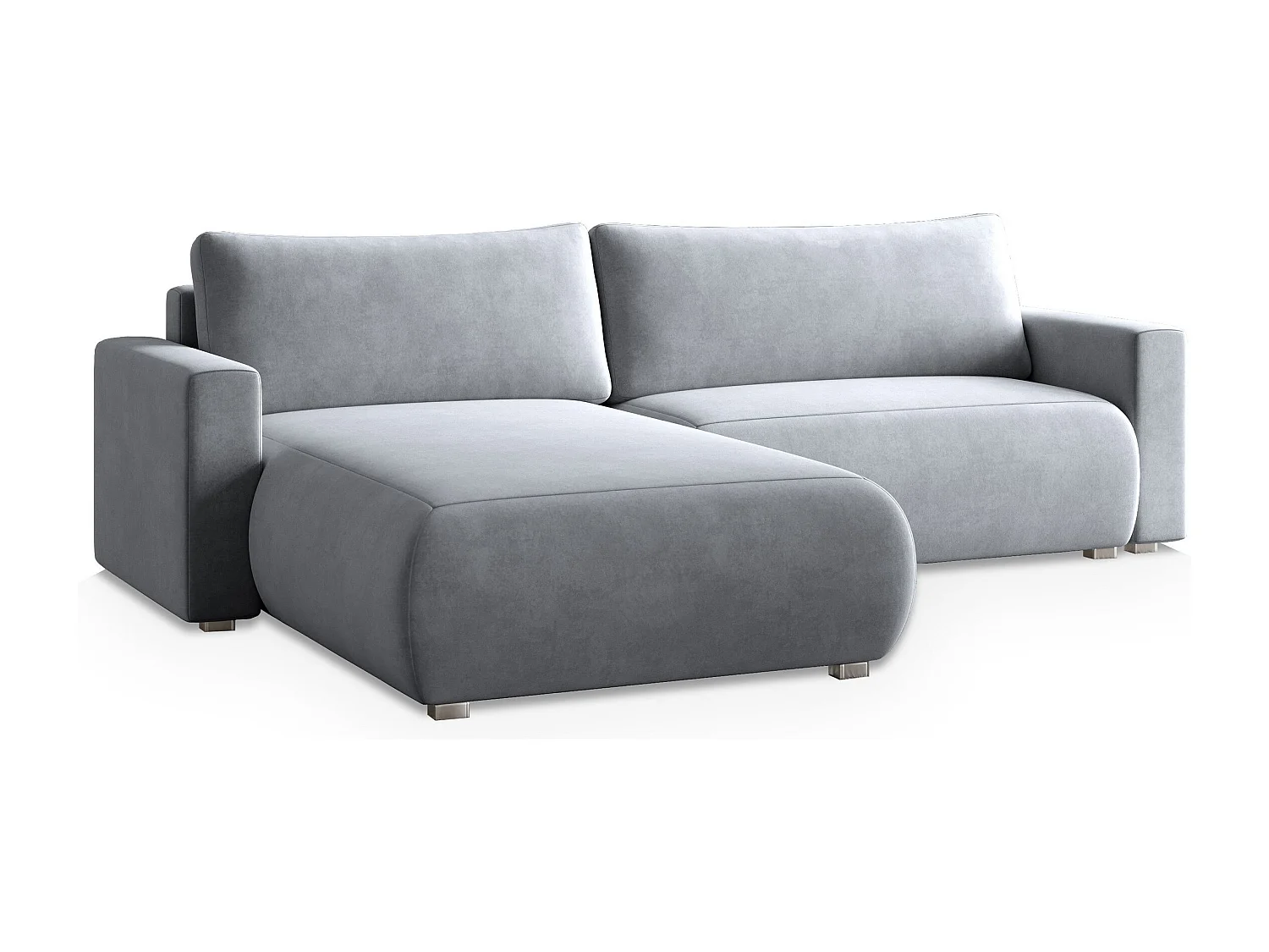 Canapé d'angle TURIN Gris clair en velours avec fonction de couchage