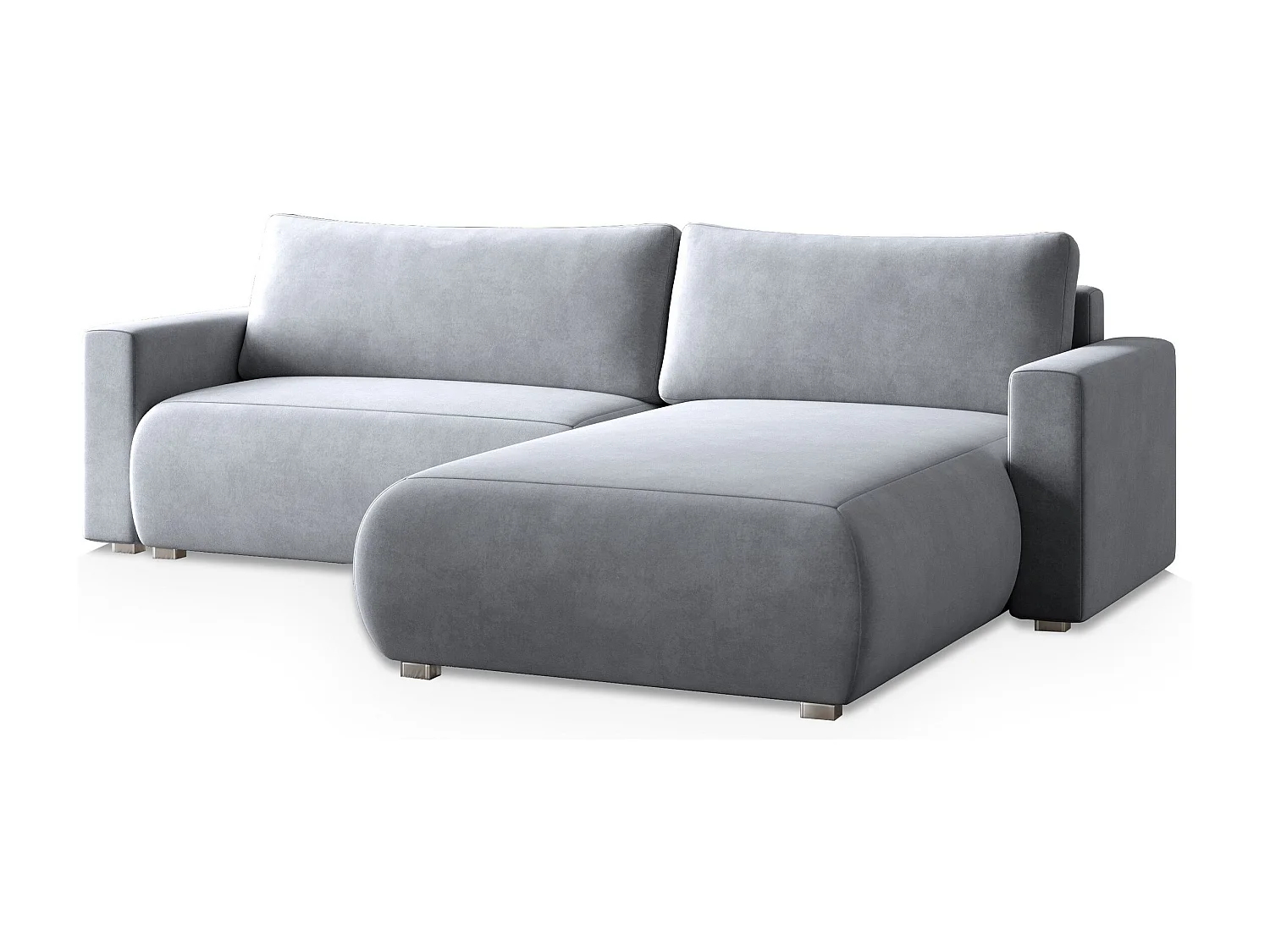 Canapé d'angle TURIN Gris clair en velours avec fonction de couchage