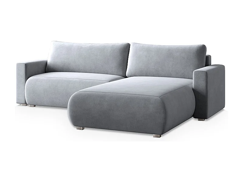 Canapé d'angle TURIN Gris clair en velours avec fonction de couchage