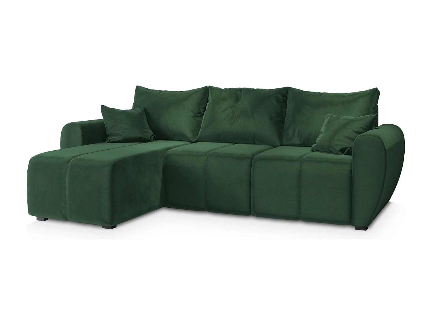 Canapé d'angle MADISON Vert Sapin en peluche avec fonction de couchage