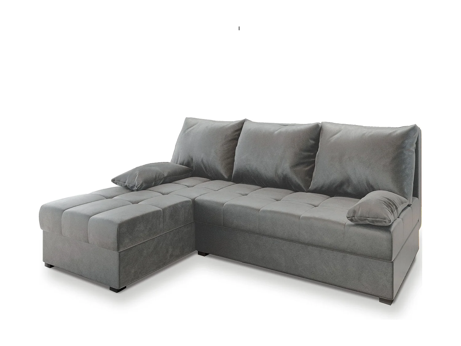 Canapé d'angle RITA Gris clair en peluche avec fonction de couchage