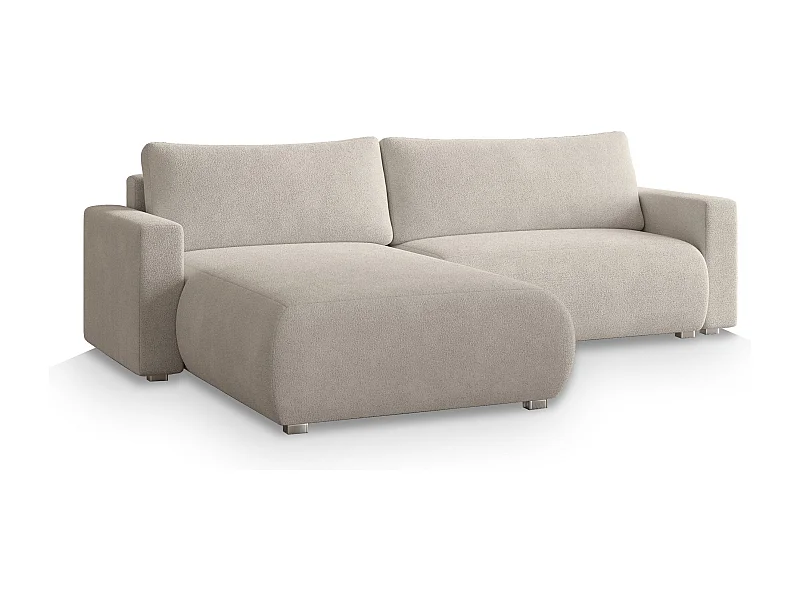 Canapé d'angle TURIN Crème en bouclé avec fonction de couchage