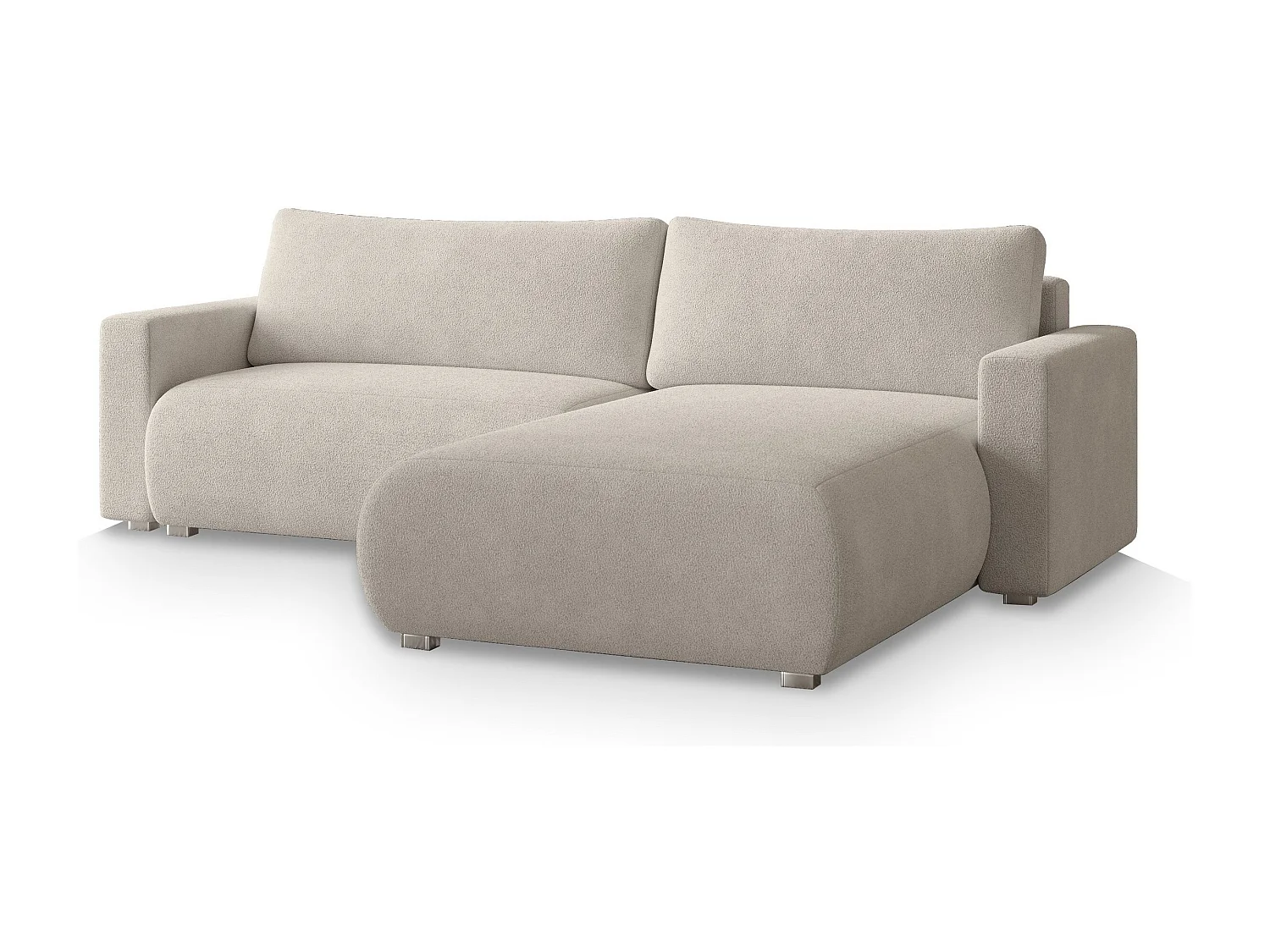 Canapé d'angle TURIN Crème en bouclé avec fonction de couchage