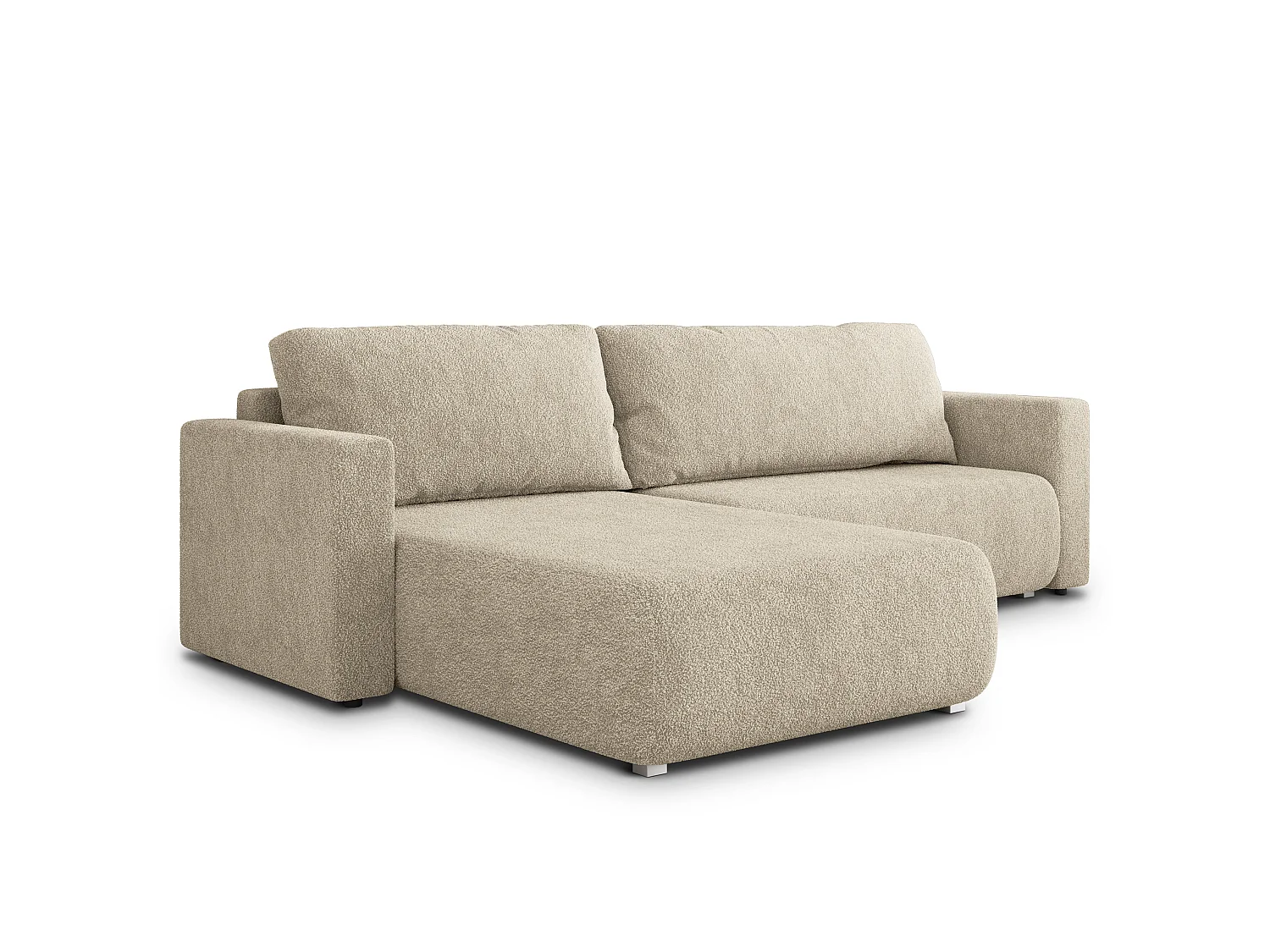 Canapé d'angle convertible 3 places en tissu crème TURIN