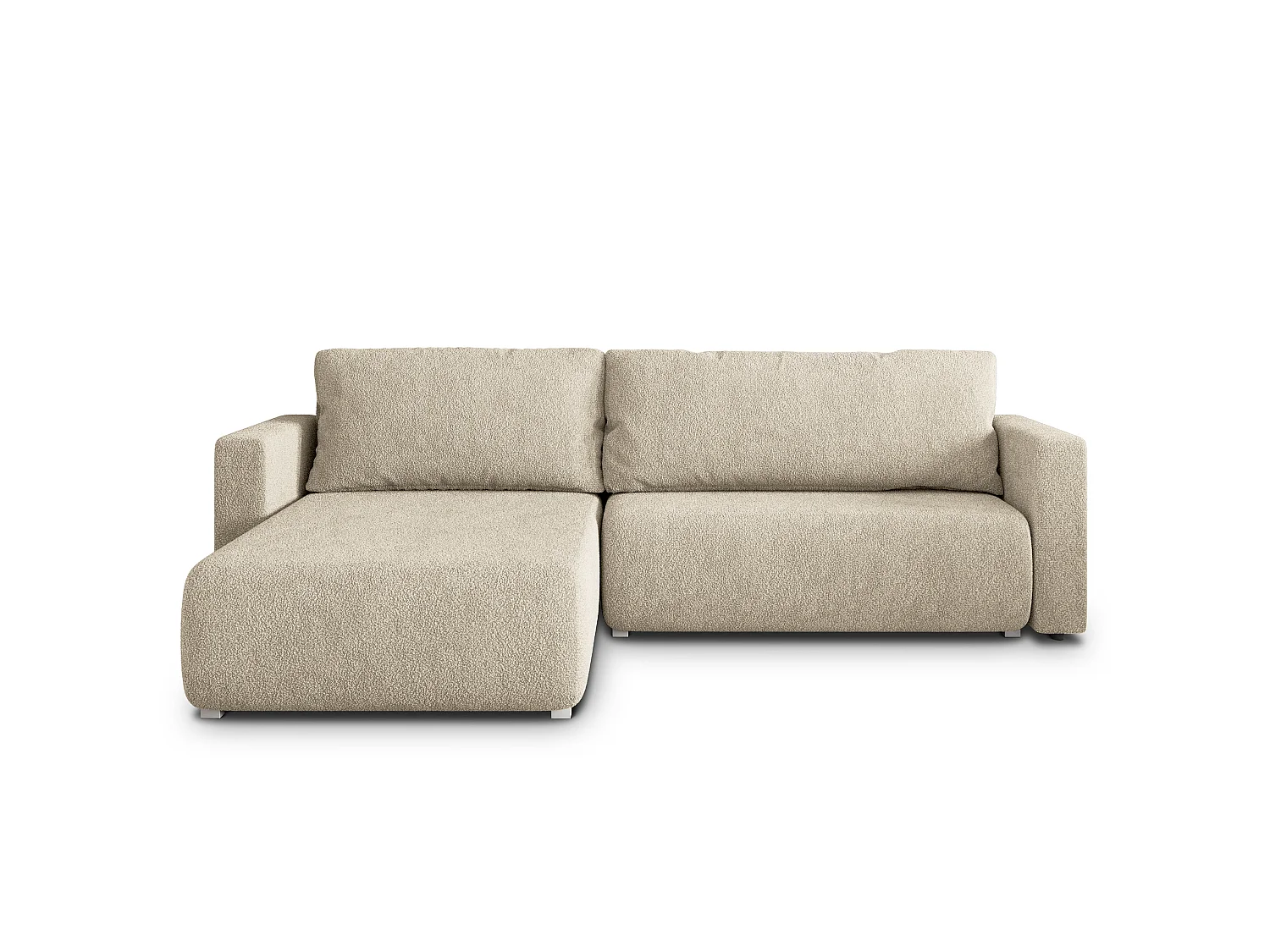 Canapé d'angle convertible 3 places en tissu crème TURIN
