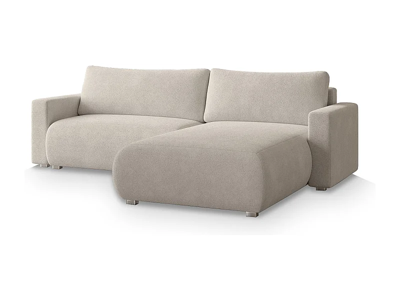 Canapé d'angle TURIN Crème en bouclé avec fonction de couchage