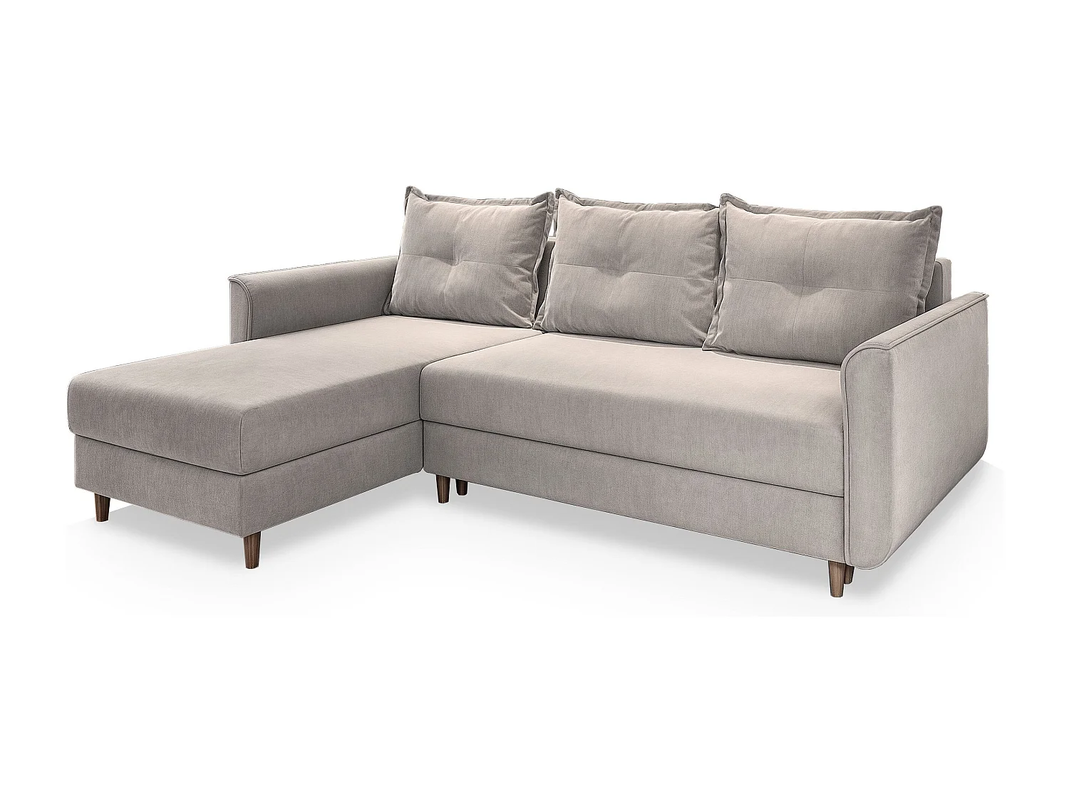 Hoekbank PISAN van fluweel met slaapfunctie Beige