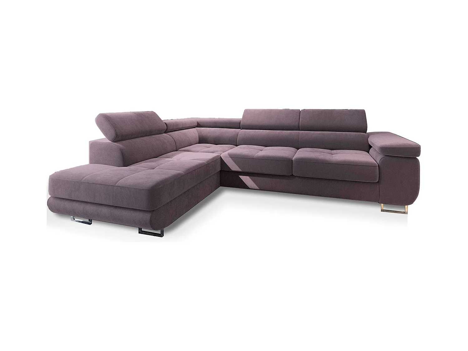 Canapé d'angle SELVA Parme en velours avec fonction de couchage