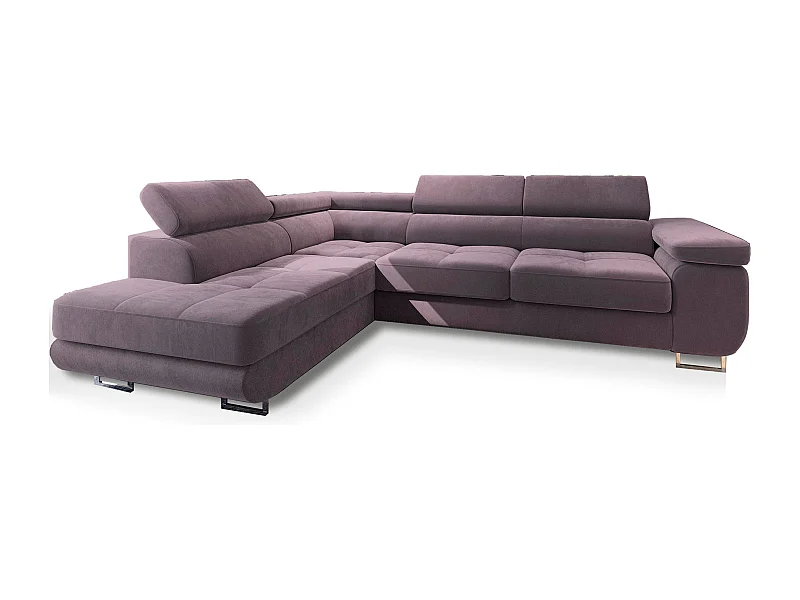 Canapé d'angle SELVA Parme en velours avec fonction de couchage