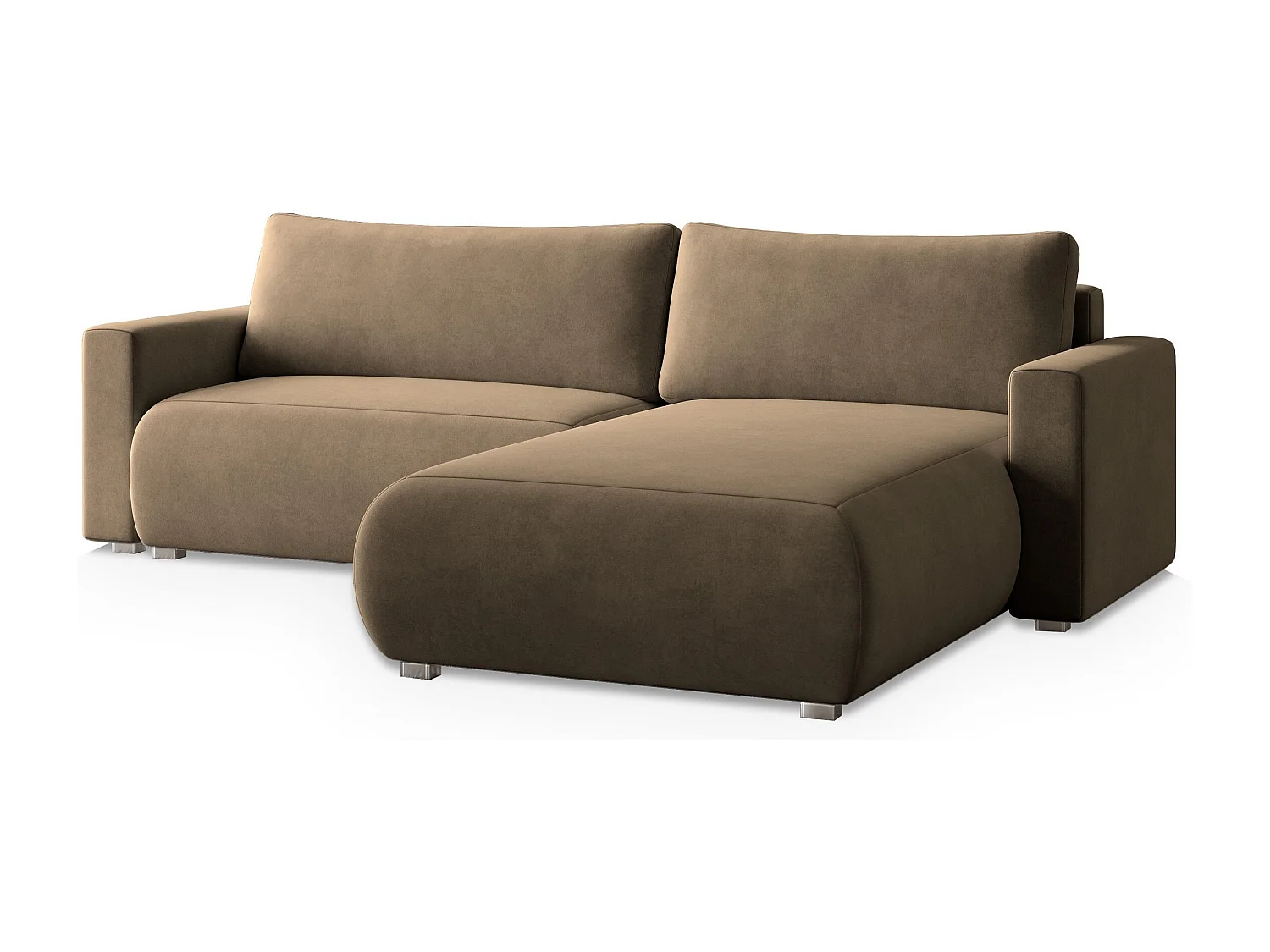 Hoekbank TURIN van fluweel met slaapfunctie Beige