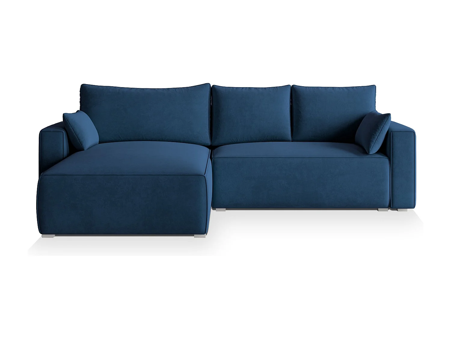 Hoekbank FORIL van fluweel met slaapfunctie Blau