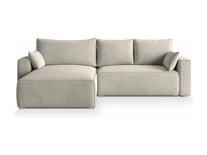 Canapé d'angle FORIL Crème en velours avec fonction de couchage