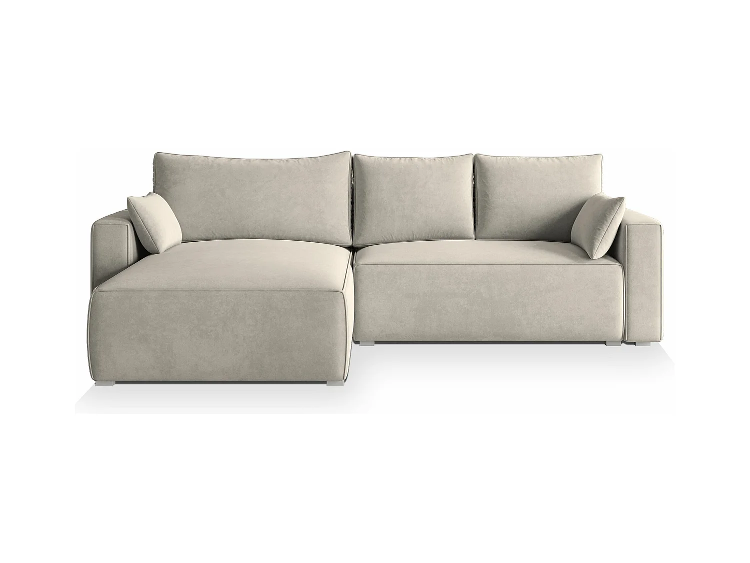 ECKSOFA FORIL Cremefarben Velours-Stoff mit Schlaffunktion