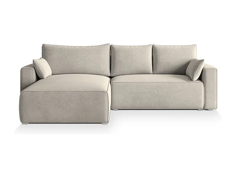Canapé d'angle FORIL Crème en velours avec fonction de couchage