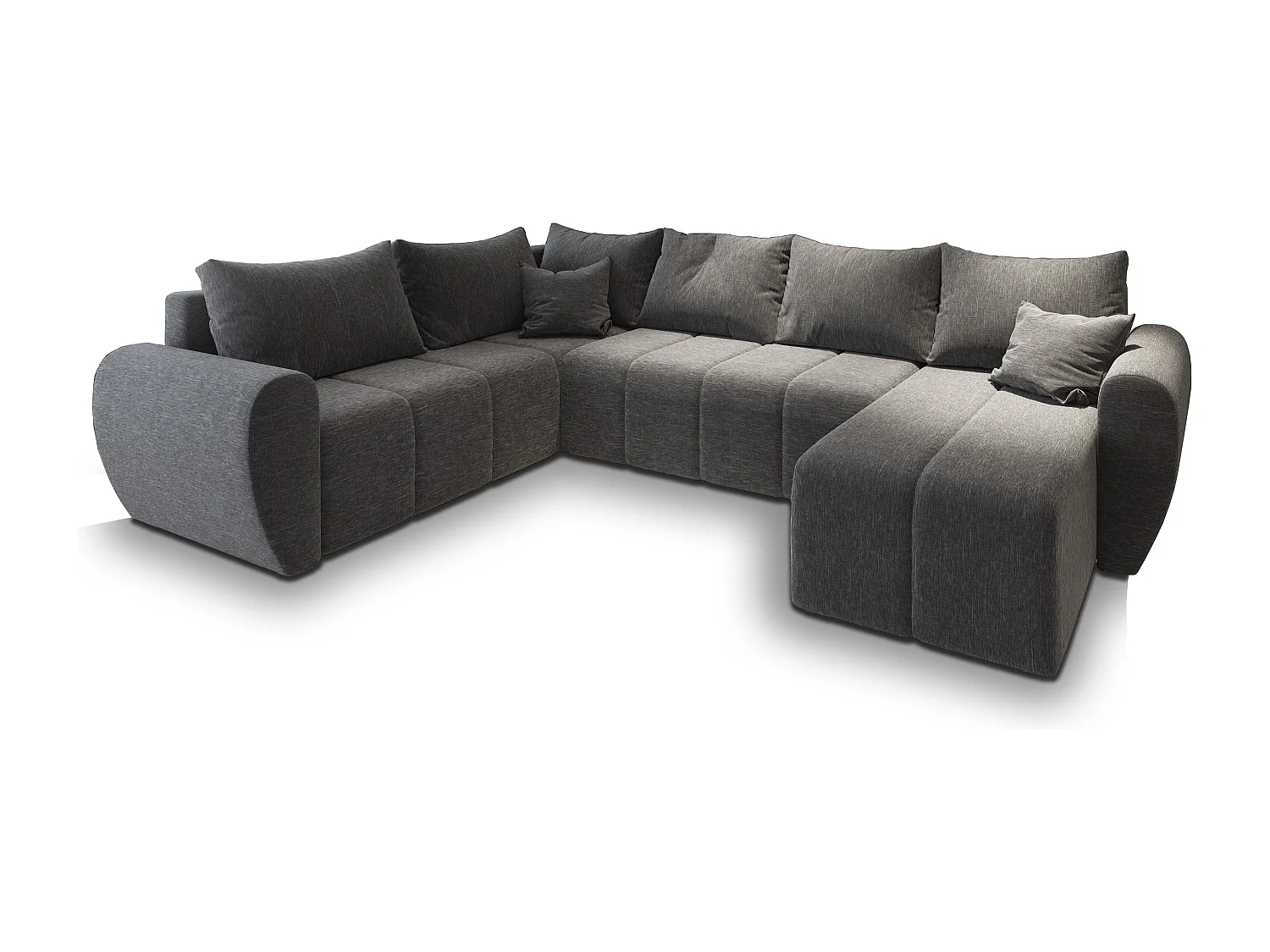 Canapé d'angle MADISON Gris clair en tissu texturé avec fonction de couchage