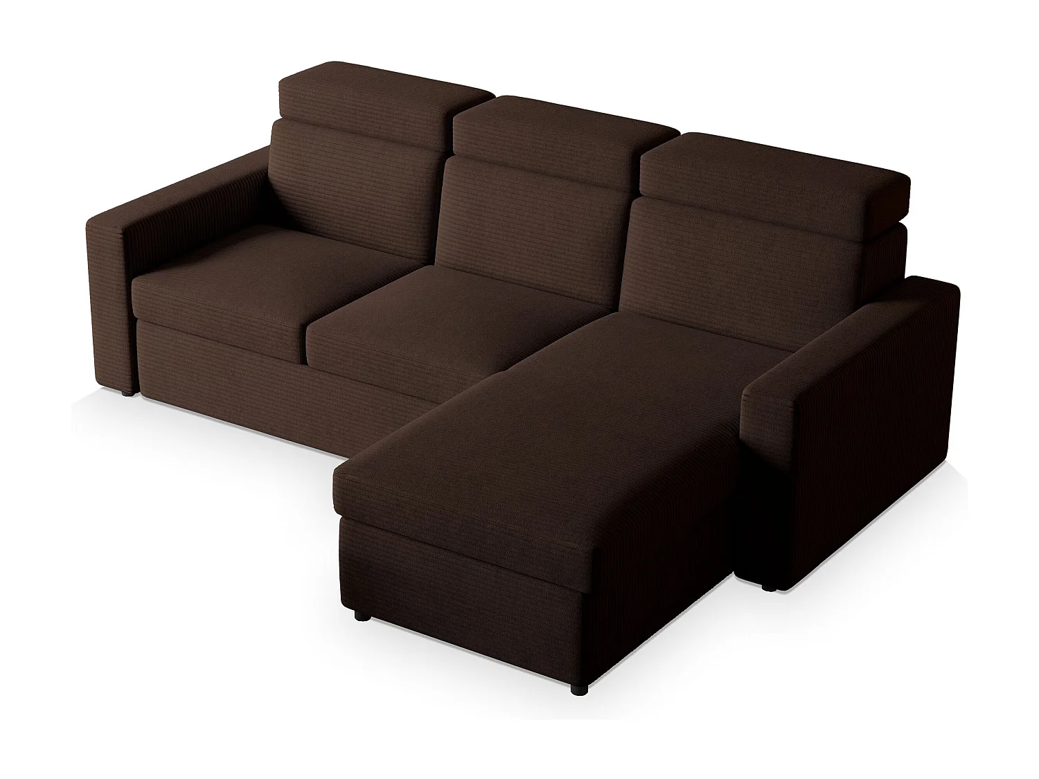 Canapé d'angle PADWA Marron en velours côtelé avec fonction de couchage