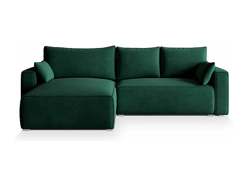 Canapé d'angle FORIL Vert Sapin en velours avec fonction de couchage