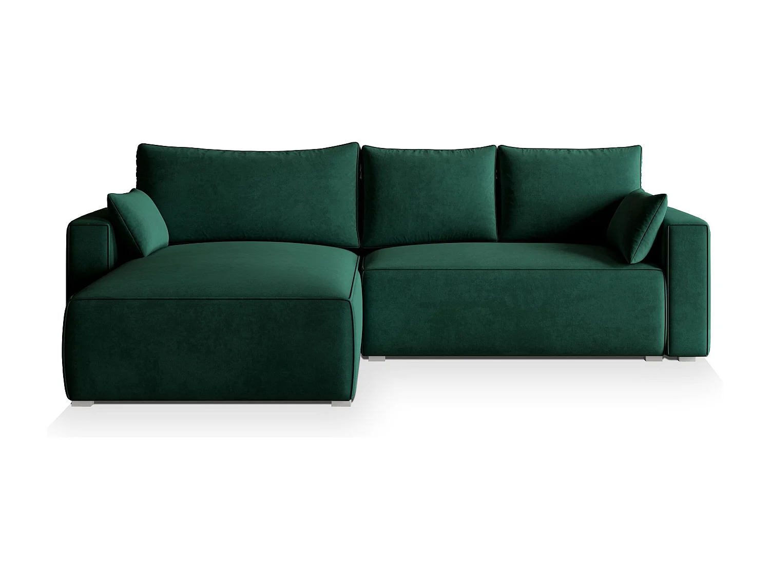 Canapé d'angle FORIL Vert Sapin en velours avec fonction de couchage