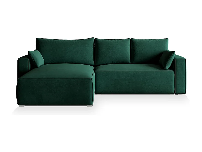 Canapé d'angle FORIL Vert Sapin en velours avec fonction de couchage