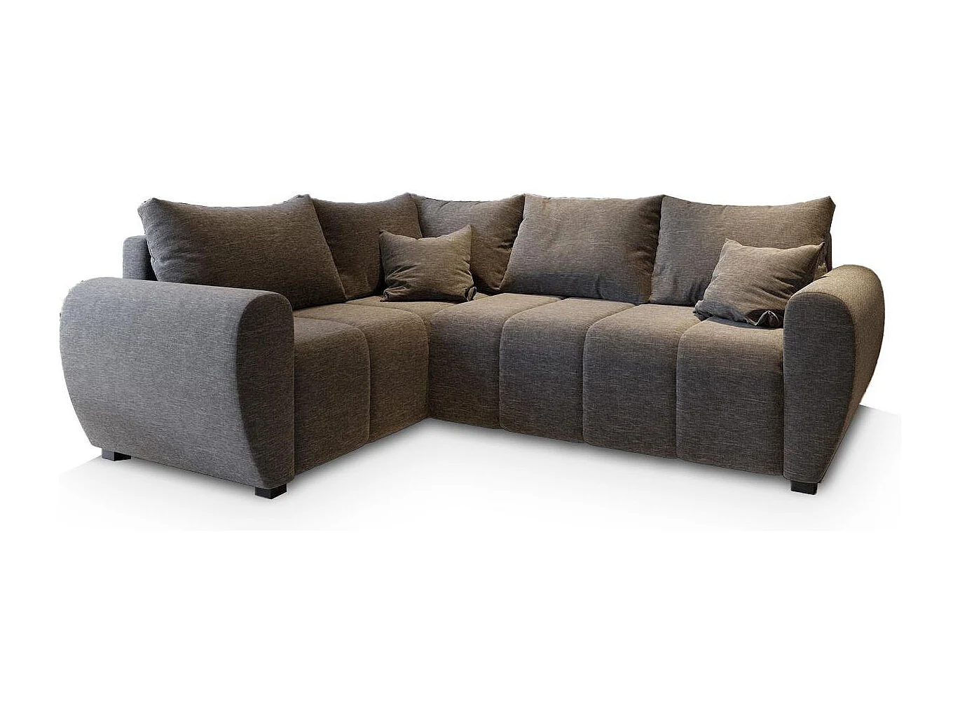 Canapé d'angle MADISON Gris clair en tissu texturé avec fonction de couchage