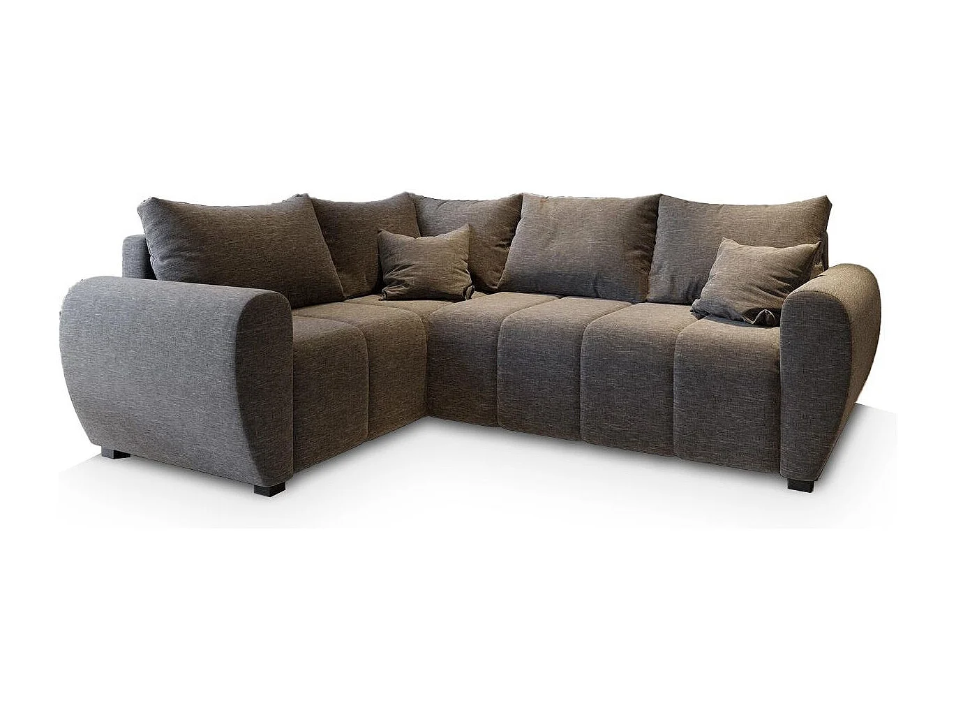 Canapé d'angle MADISON Gris clair en tissu texturé avec fonction de couchage