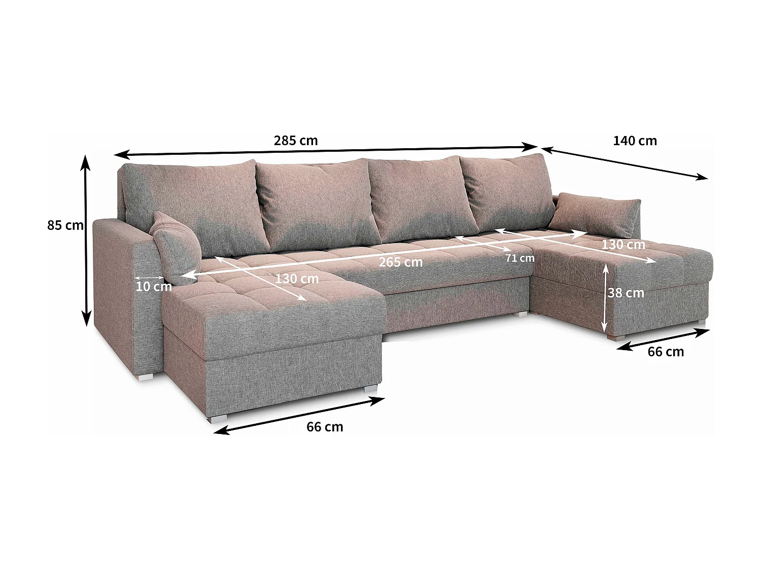 Canapé d'angle NAKO Marron en peluche avec fonction de couchage