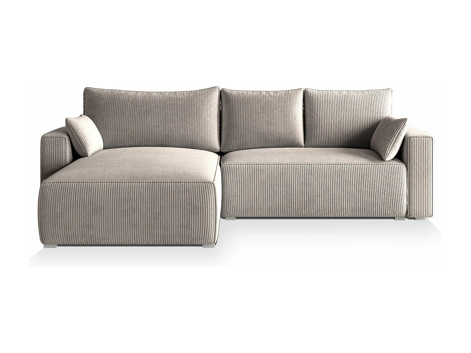 Canapé d'angle FORIL Beige en velours côtelé avec fonction de couchage