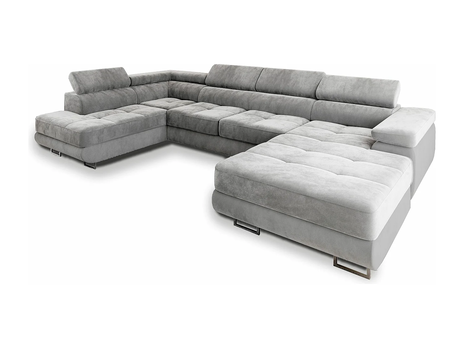 Canapé d'angle CASONE Gris clair en velours avec fonction de couchage