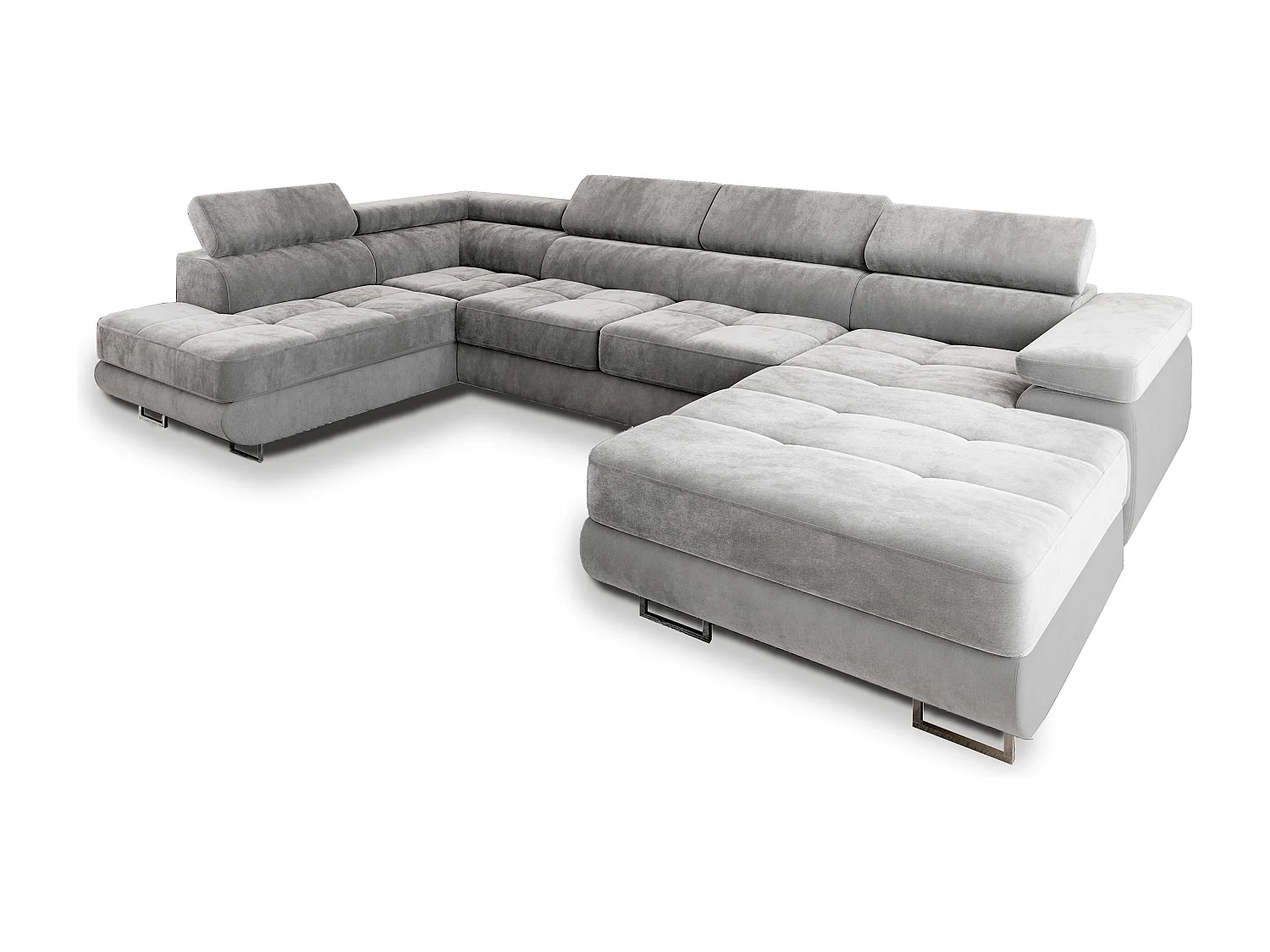 Canapé d'angle CASONE Gris clair en velours avec fonction de couchage