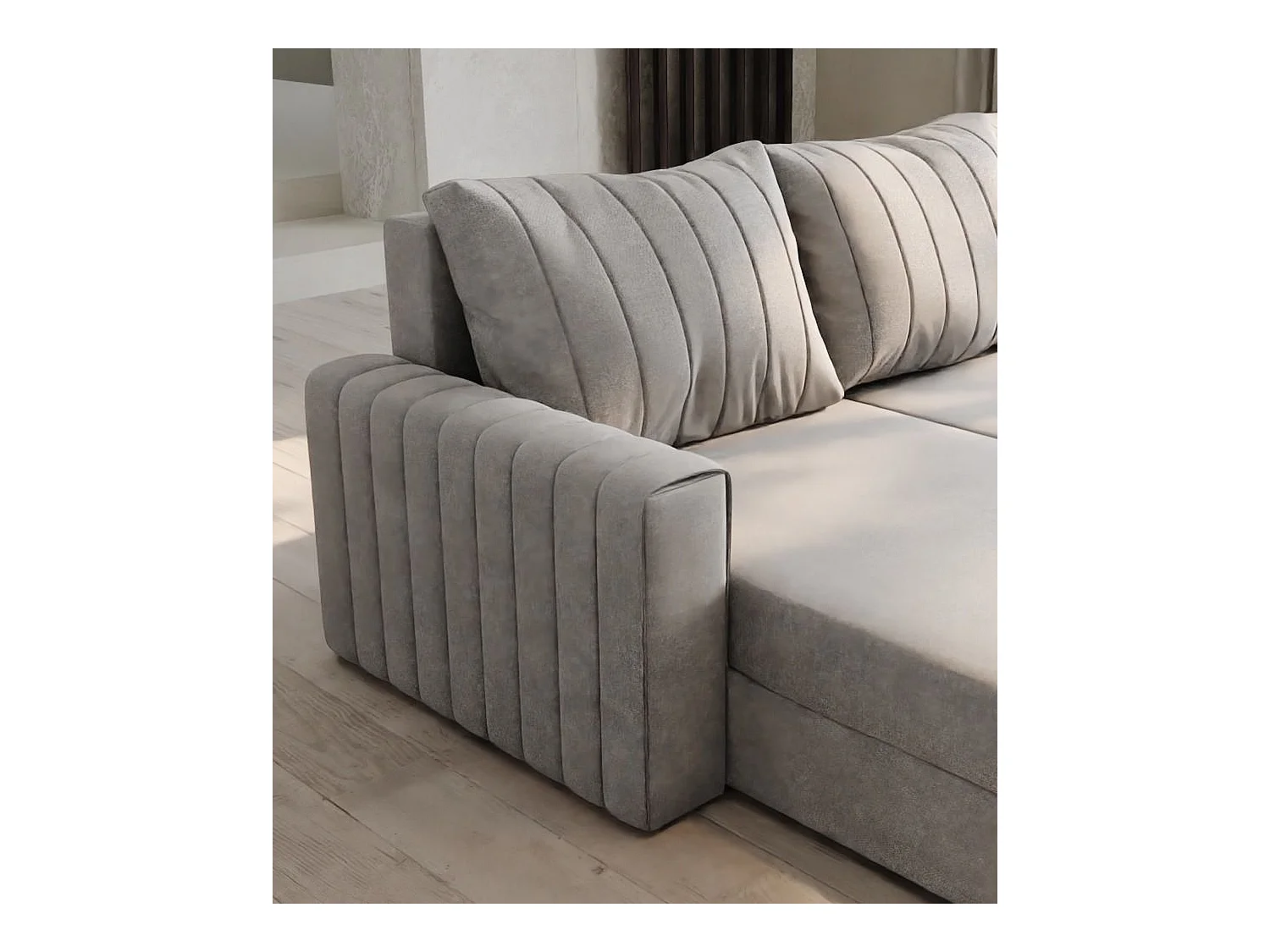 Hoekbank CARL van fluweel met slaapfunctie Grün