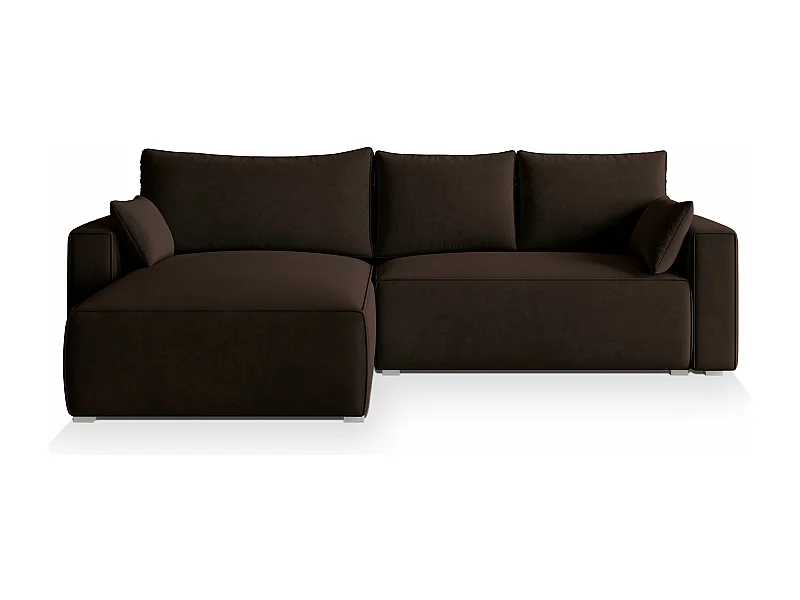 Canapé d'angle FORIL Marron en velours avec fonction de couchage