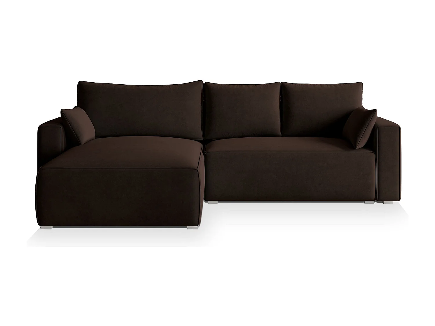 Canapé d'angle FORIL Marron en velours avec fonction de couchage